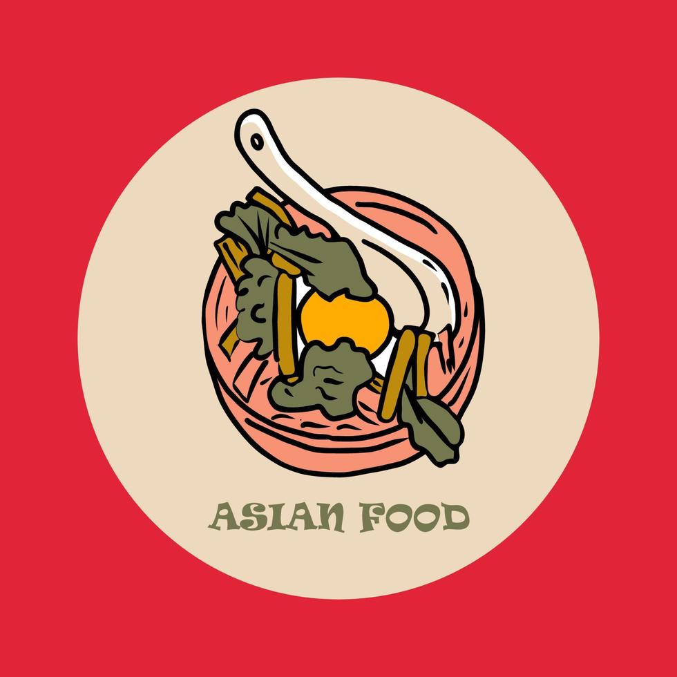 Vector Panasian food banner. Hand drawn asian food illustration.