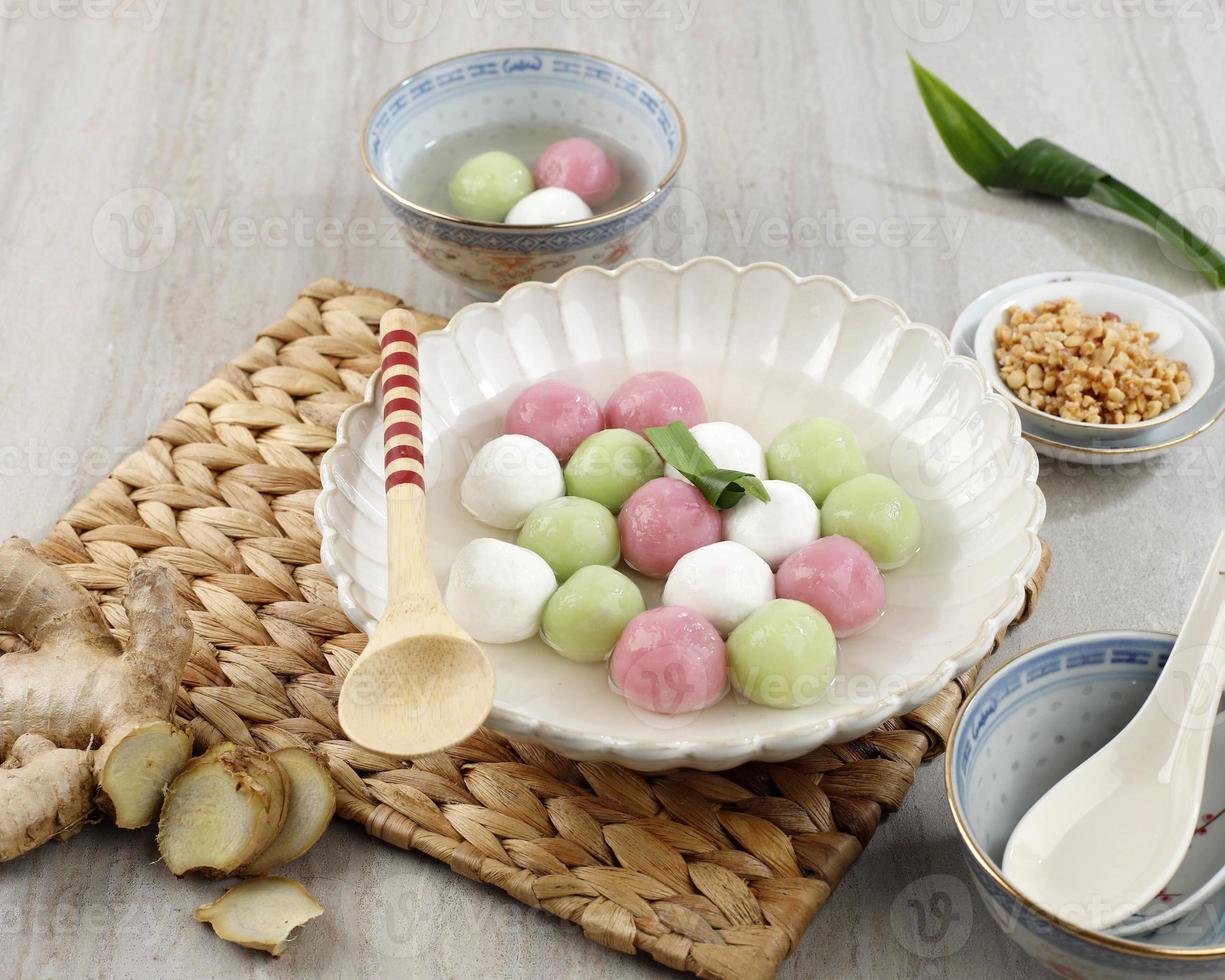 Wedang Ronde or Tangyuan, Peranakan Dessert Made from Glutinous Rice Balls and Warm Ginger Soup. photo