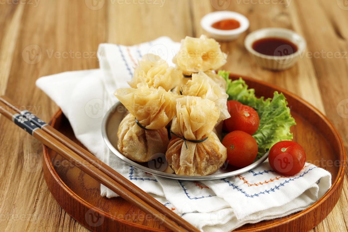 Wonton, Oriental Deep Fried Wontons Filled with Shrimp and Spring Onion photo