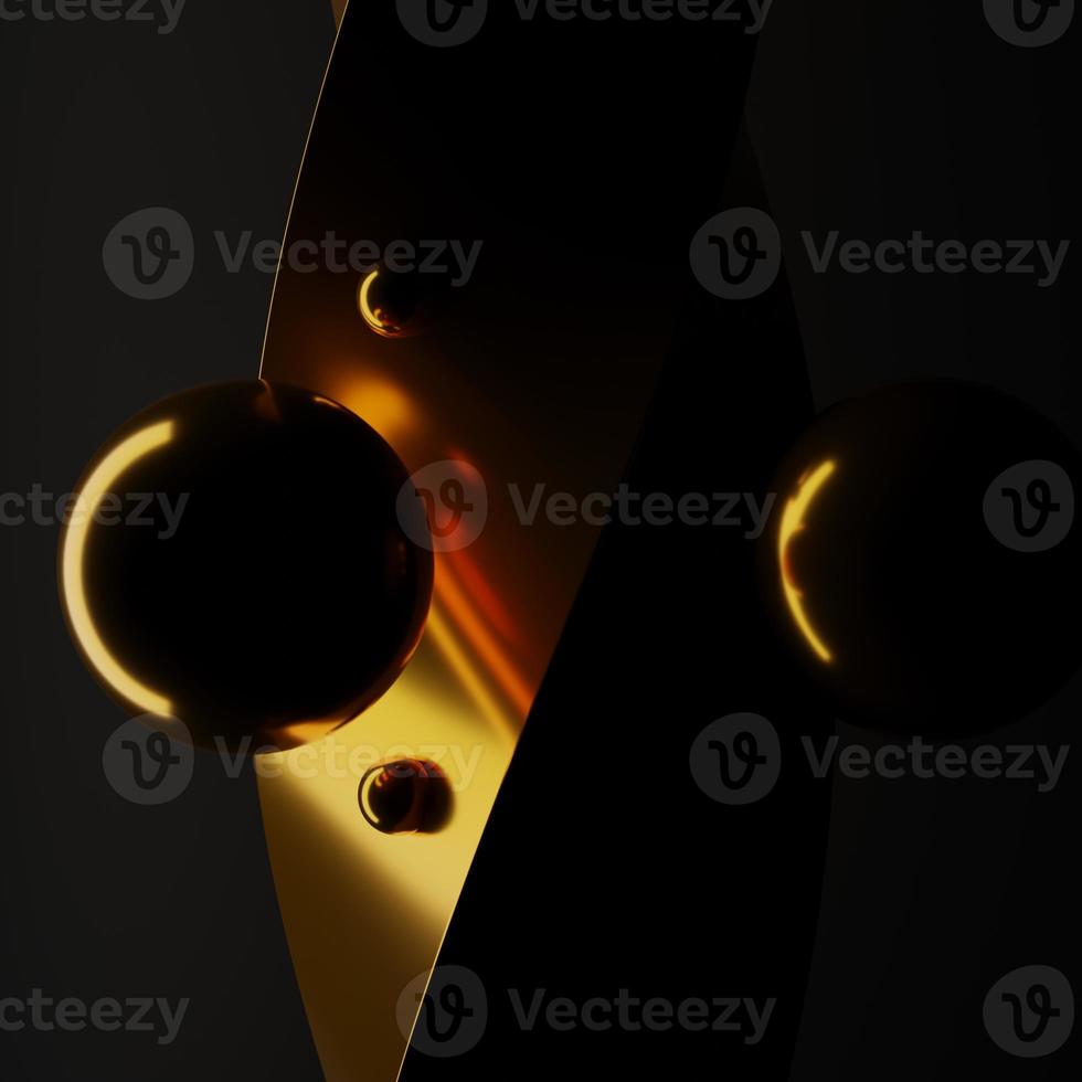 3D rendering Abstract geometry dynamic object with dark background. photo
