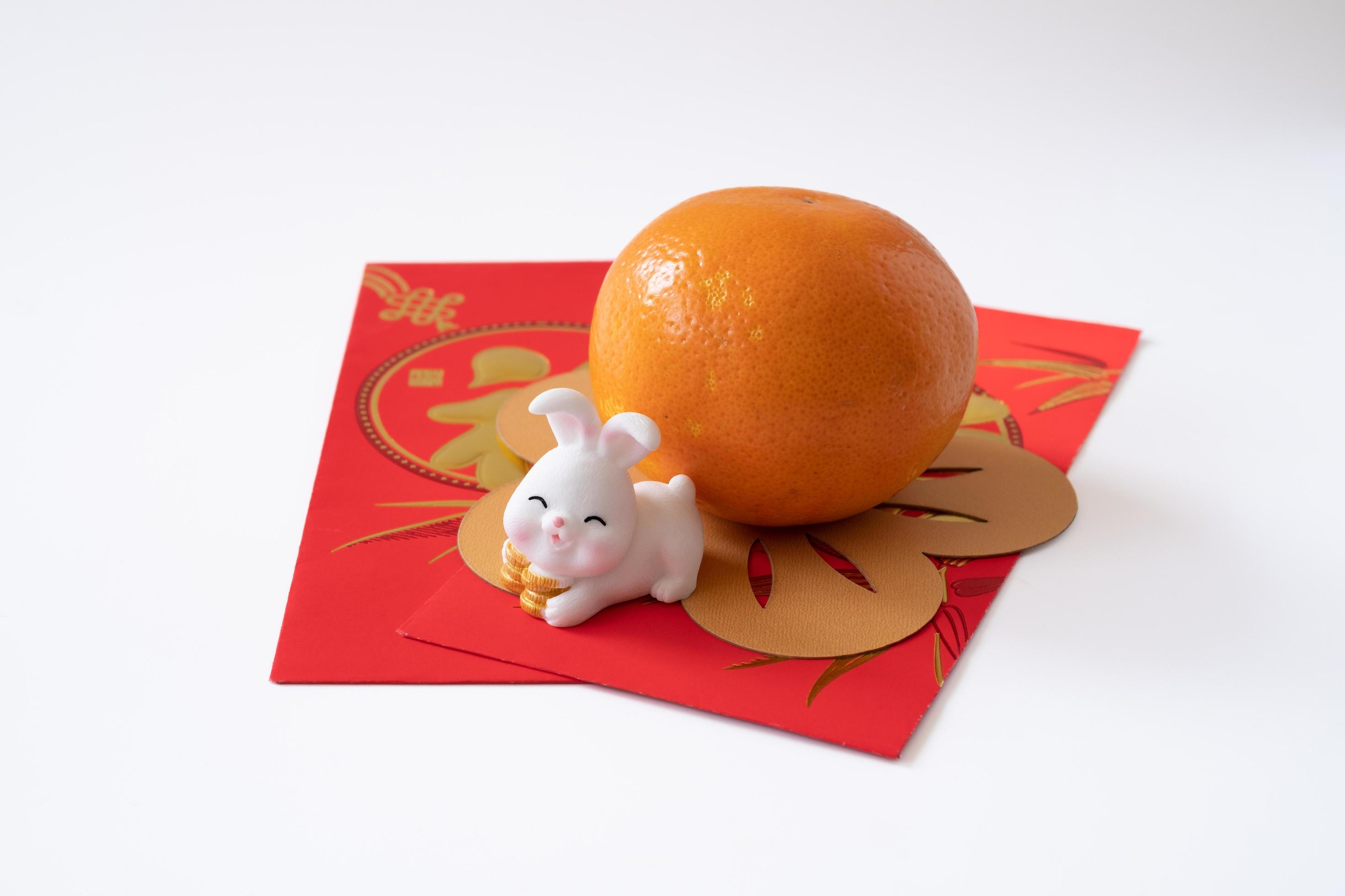 Chinese New Year of the rabbit festival concept. Mandarin orange