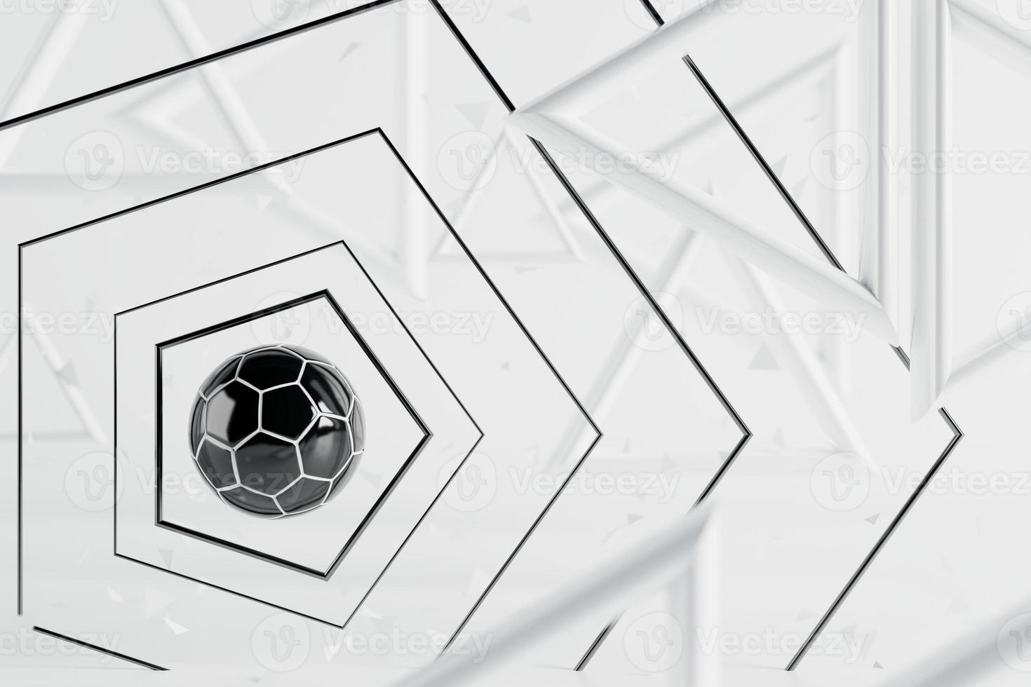 3d football object design. realistic rendering. abstract futuristic background. 3d illustration. motion geometry concept. sport competition graphic. tournament game bet content. soccer ball element. photo