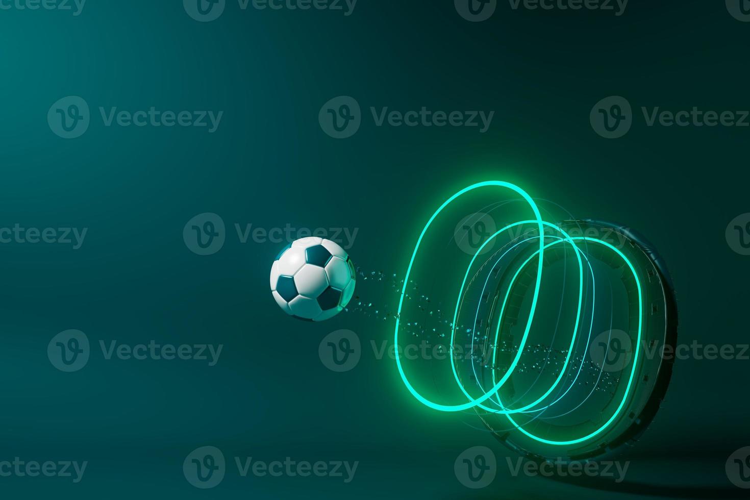 3d football object design. realistic rendering. abstract futuristic background. 3d illustration. motion geometry concept. sport competition graphic. tournament game bet content. soccer ball element. photo