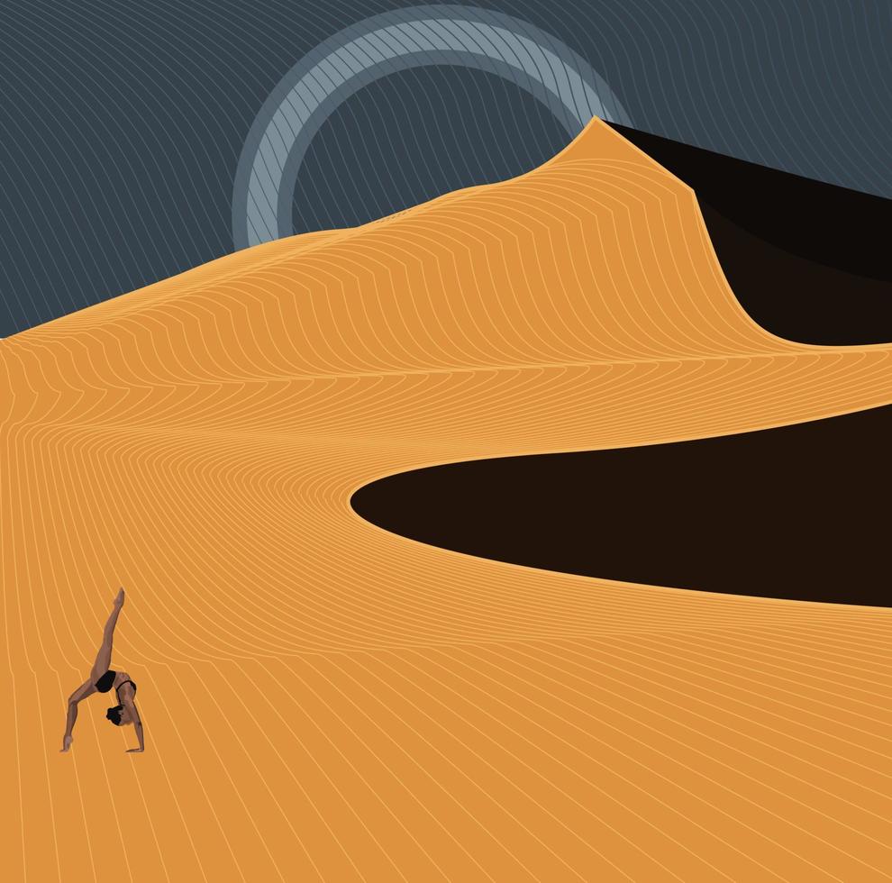 ballerina in desert illustration vector