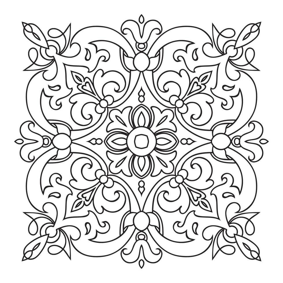 dibujo a mano elemento mandala zentangle. estilo mayólica italiana vector