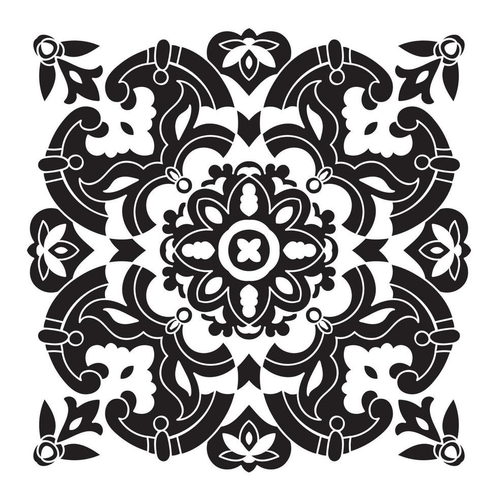 Hand drawing decorative tile pattern. Italian majolica style vector
