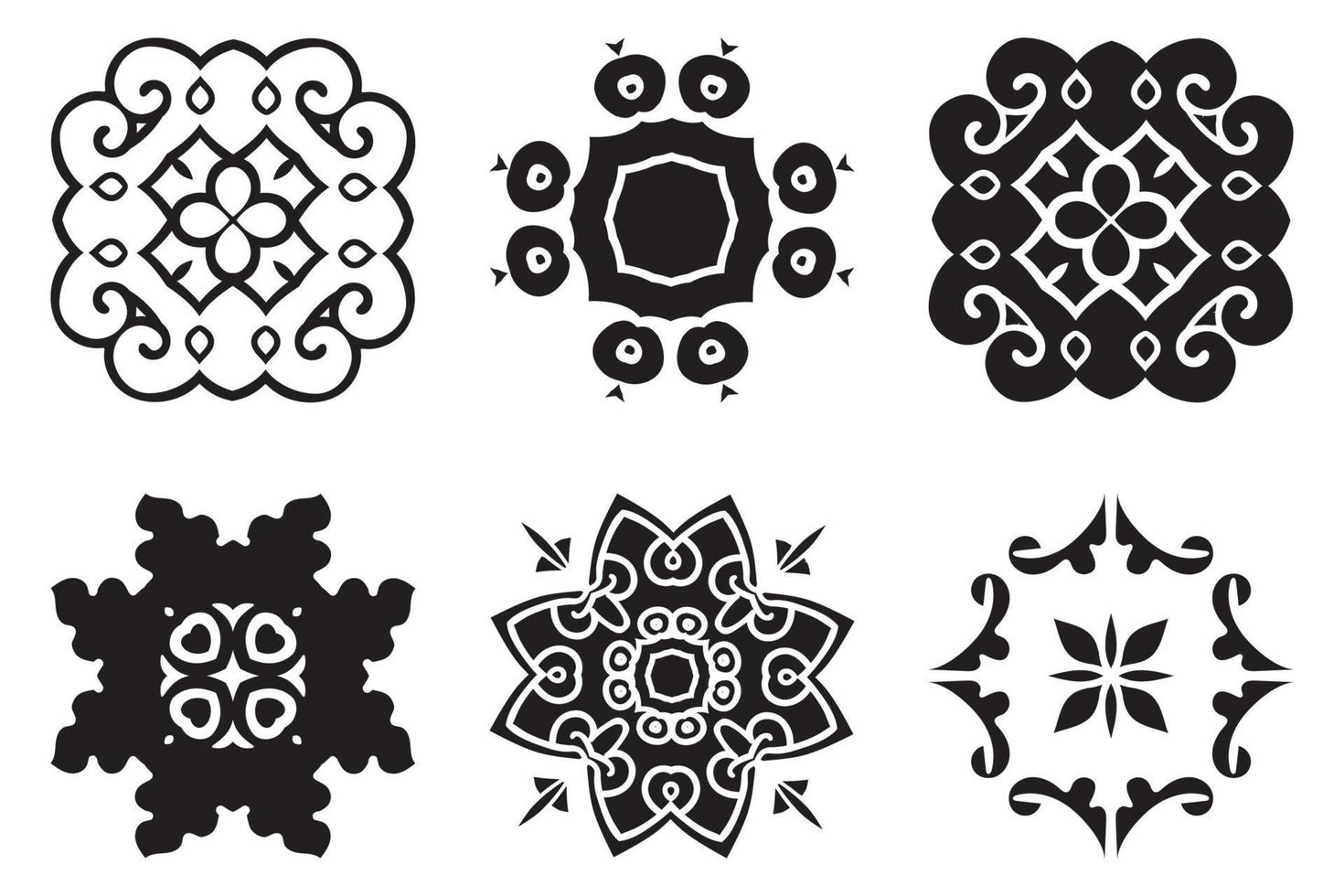 establecer elementos de mandala decorativos de dibujo a mano alzada vector