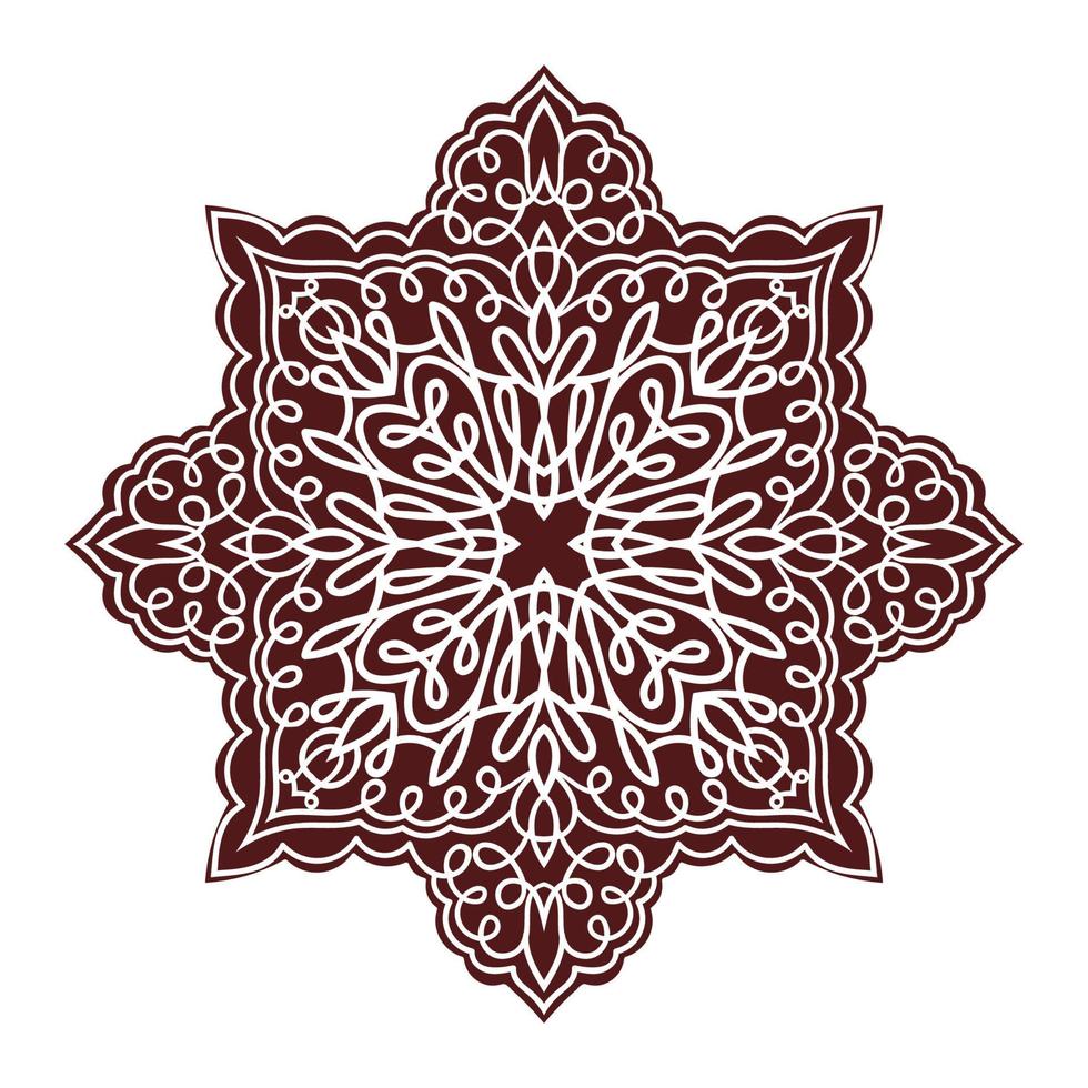 elemento mandala de dibujo a mano, silueta en color marsala. estilo mayólica italiana vector