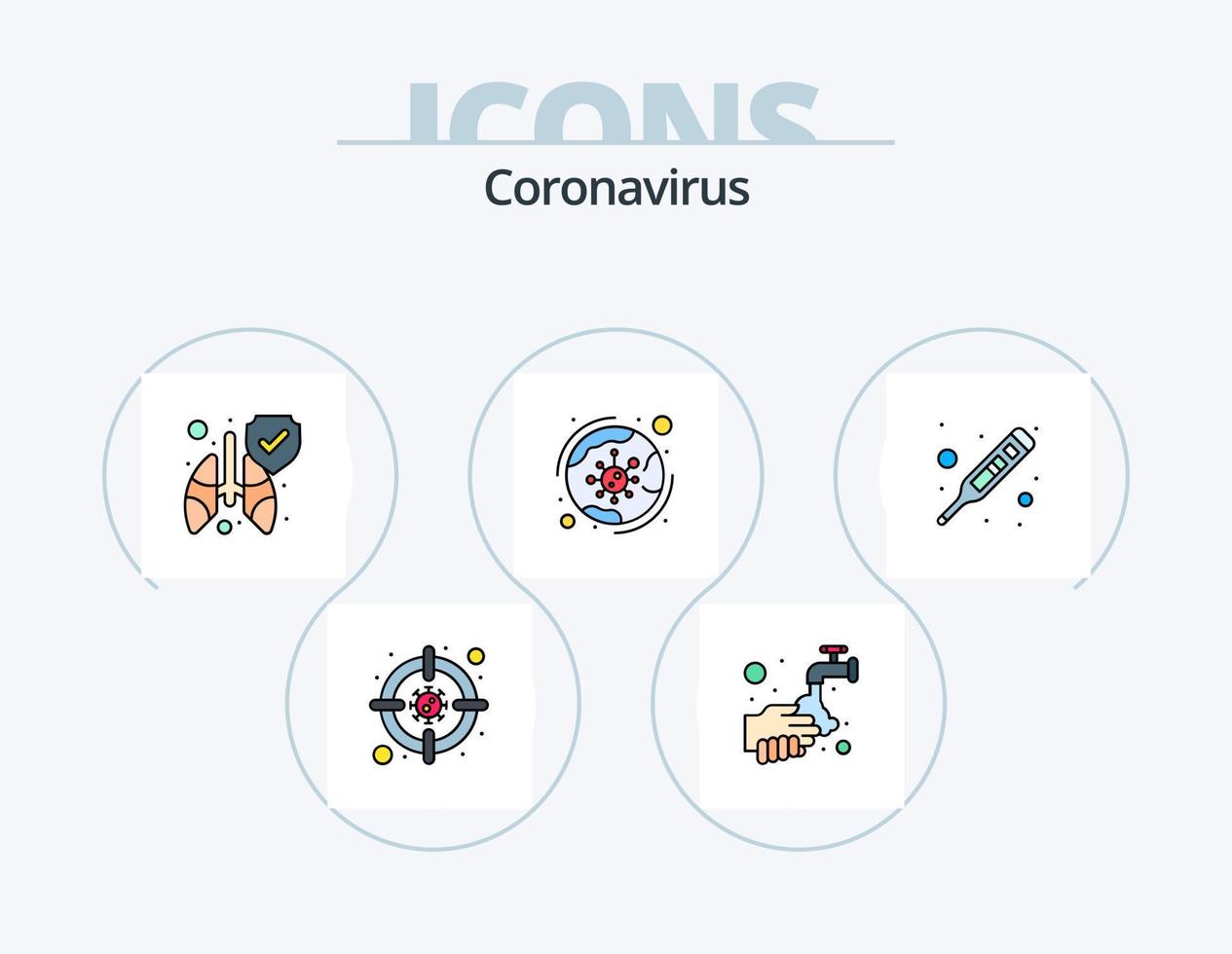 Coronavirus Line Filled Icon Pack 5 Icon Design. bacteria. location. meter. hospital. transmission vector