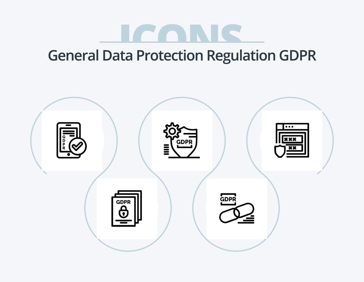 Gdpr Line Icon Pack 5 Icon Design. protection. gdpr. processor. network. global vector