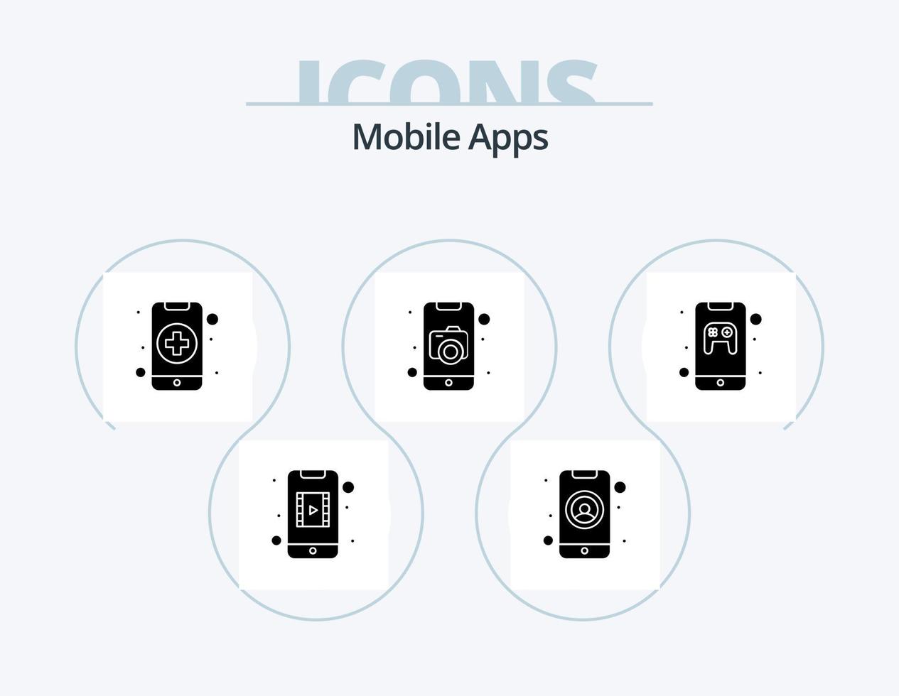 diseño de iconos del paquete de iconos de glifo de aplicaciones móviles 5. aplicación aplicación aplicación móvil. solicitud vector