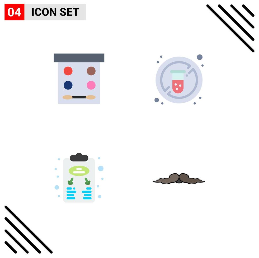 Set of 4 Vector Flat Icons on Grid for beauty business strategy powder tube planning Editable Vector Design Elements