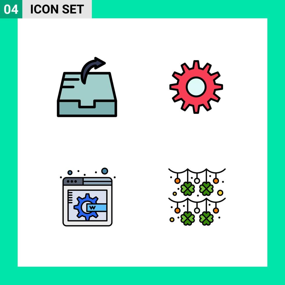 4 Creative Icons Modern Signs and Symbols of mail garland cog display page content saint patrick Editable Vector Design Elements