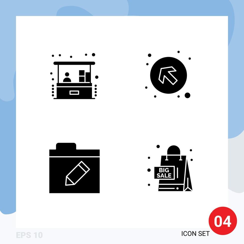 Universal Icon Symbols Group of 4 Modern Solid Glyphs of investment folder small business up sales Editable Vector Design Elements