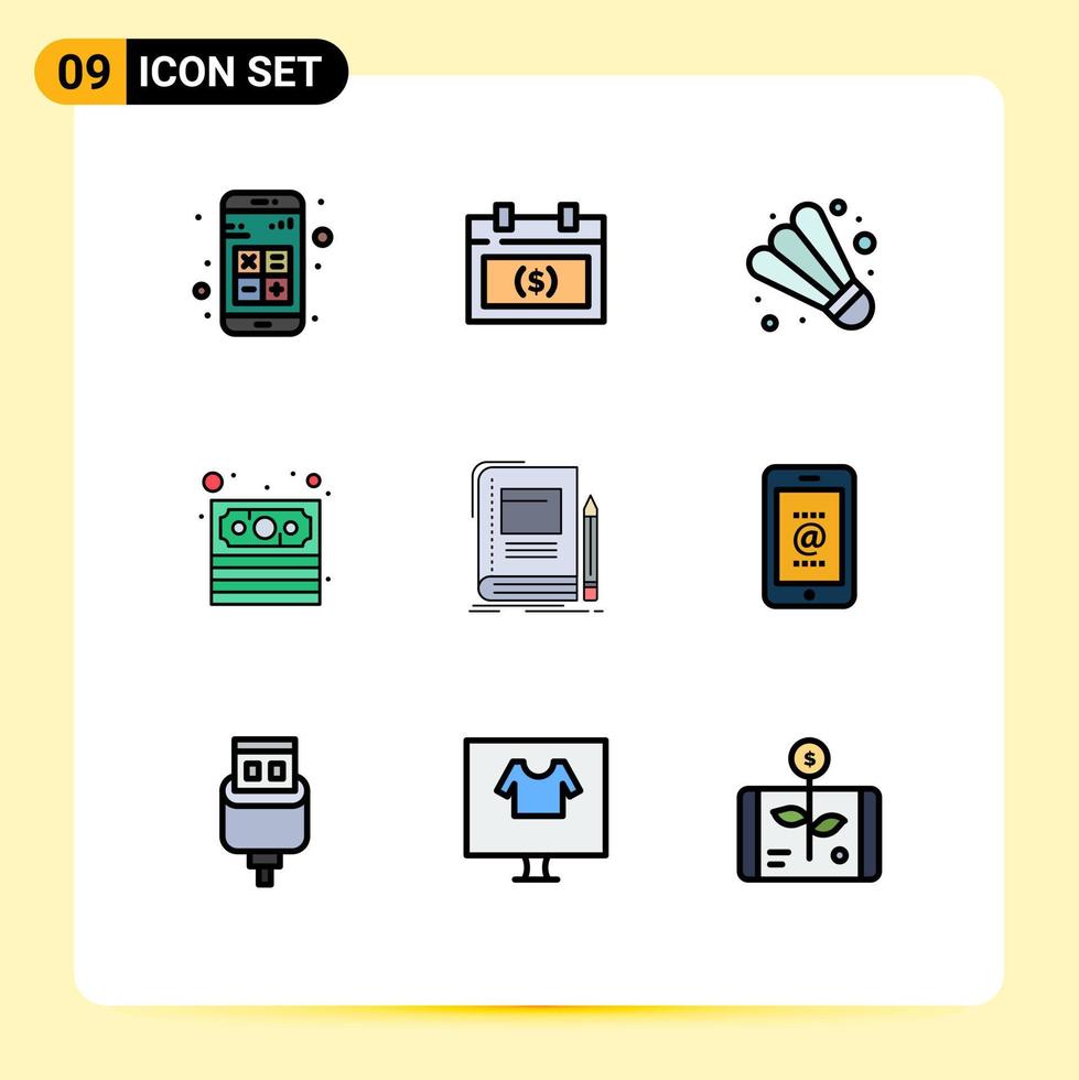 Set of 9 Modern UI Icons Symbols Signs for business payment money money sport Editable Vector Design Elements