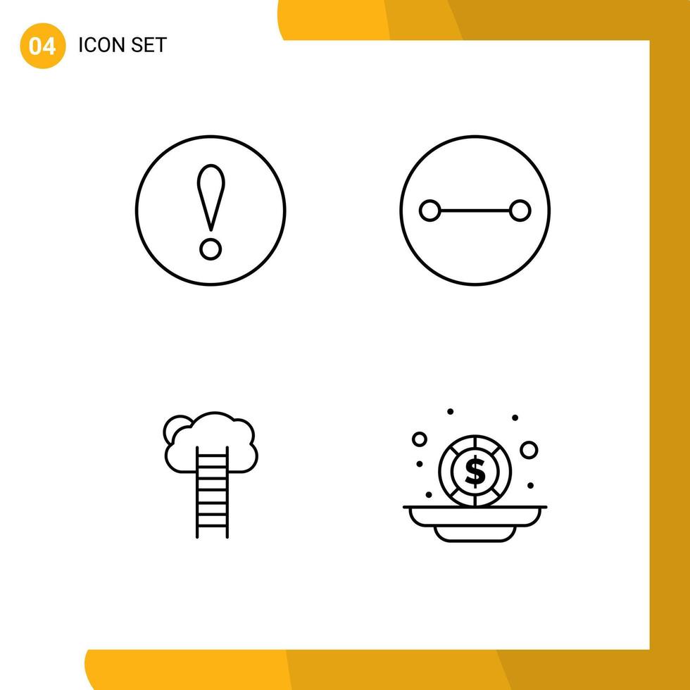 Line Pack of 4 Universal Symbols of alert growth ancient growth ladder Editable Vector Design Elements