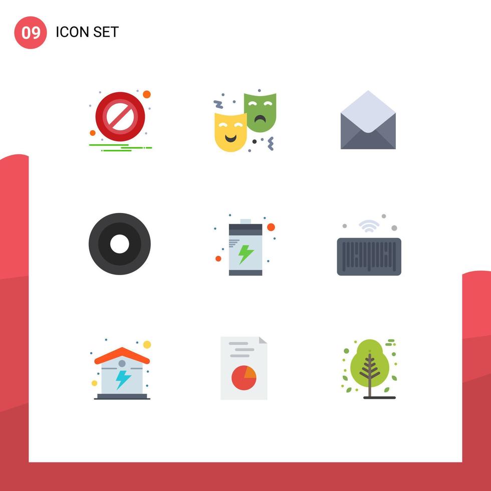 Pictogram Set of 9 Simple Flat Colors of charge user sms line basic Editable Vector Design Elements
