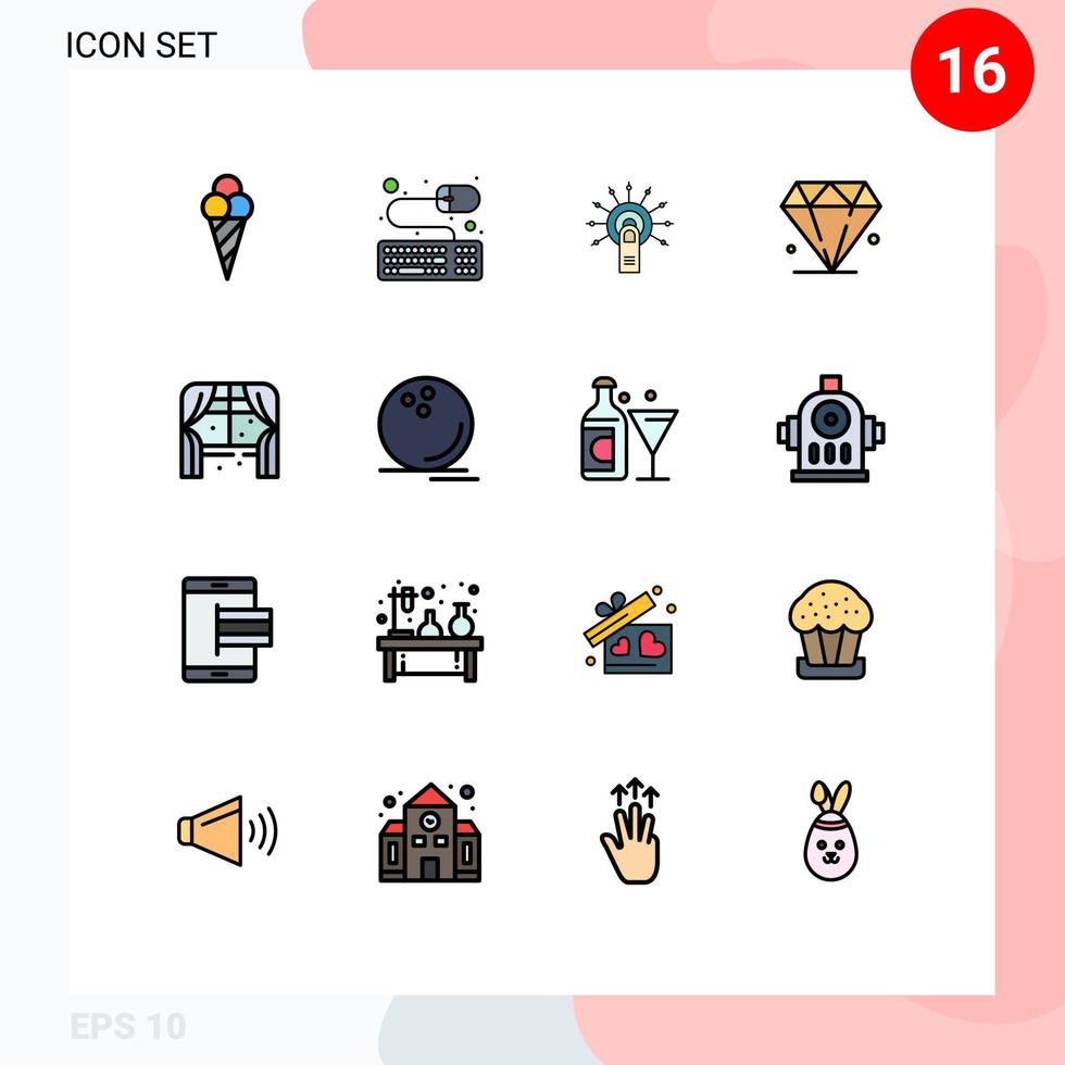 Set of 16 Modern UI Icons Symbols Signs for window home ok furniture jewl Editable Creative Vector Design Elements