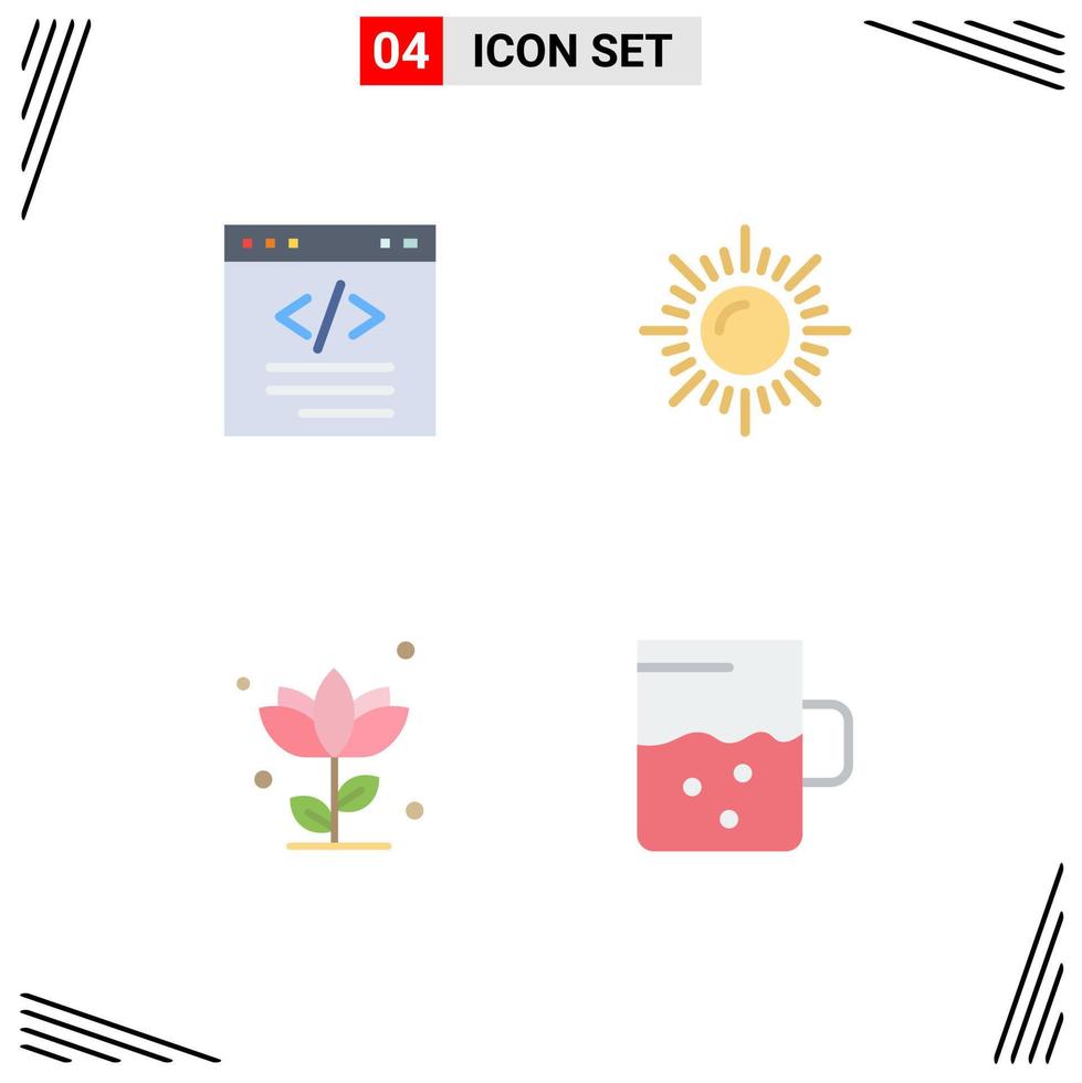 Stock Vector Icon Pack of 4 Line Signs and Symbols for browser floral html nature nature Editable Vector Design Elements