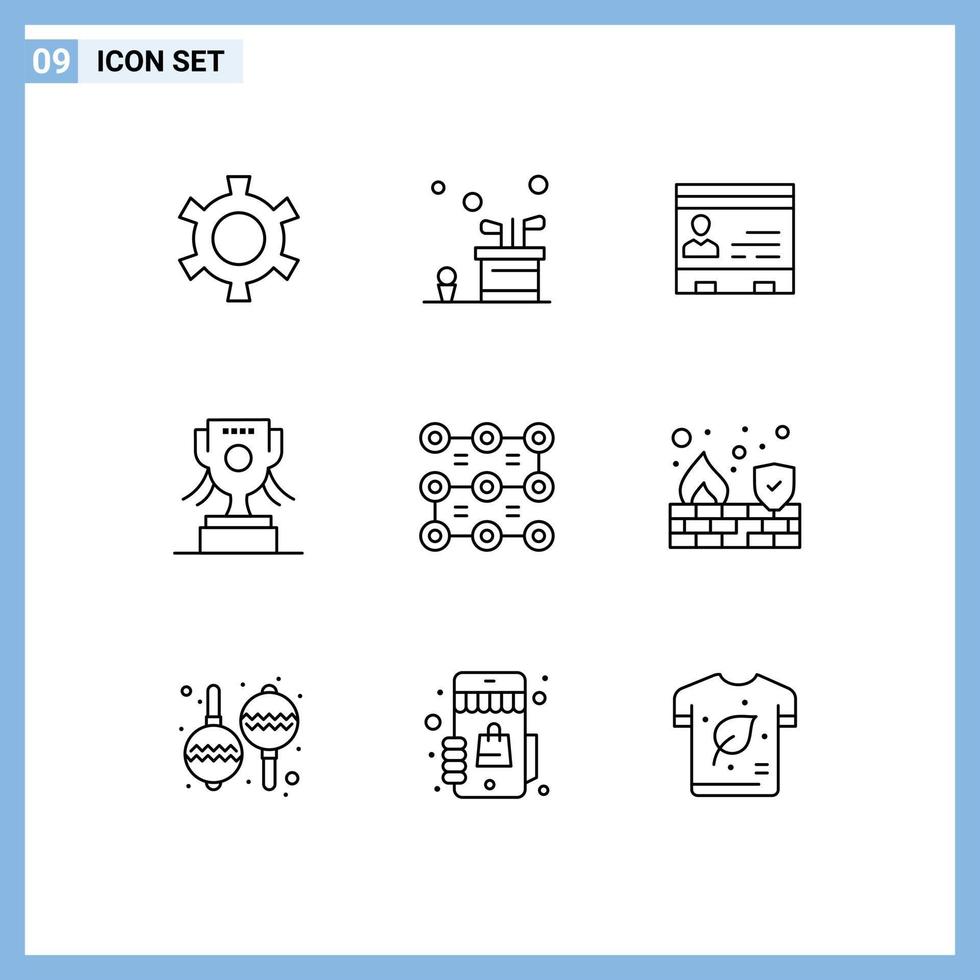 Set of 9 Modern UI Icons Symbols Signs for ireland award id phone office Editable Vector Design Elements