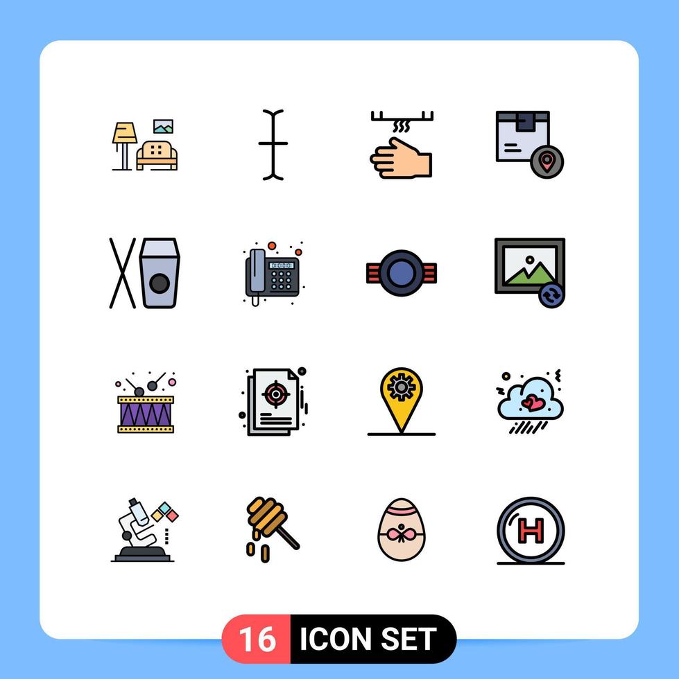 Modern Set of 16 Flat Color Filled Lines and symbols such as chinese product cleaning placeholder delivery Editable Creative Vector Design Elements