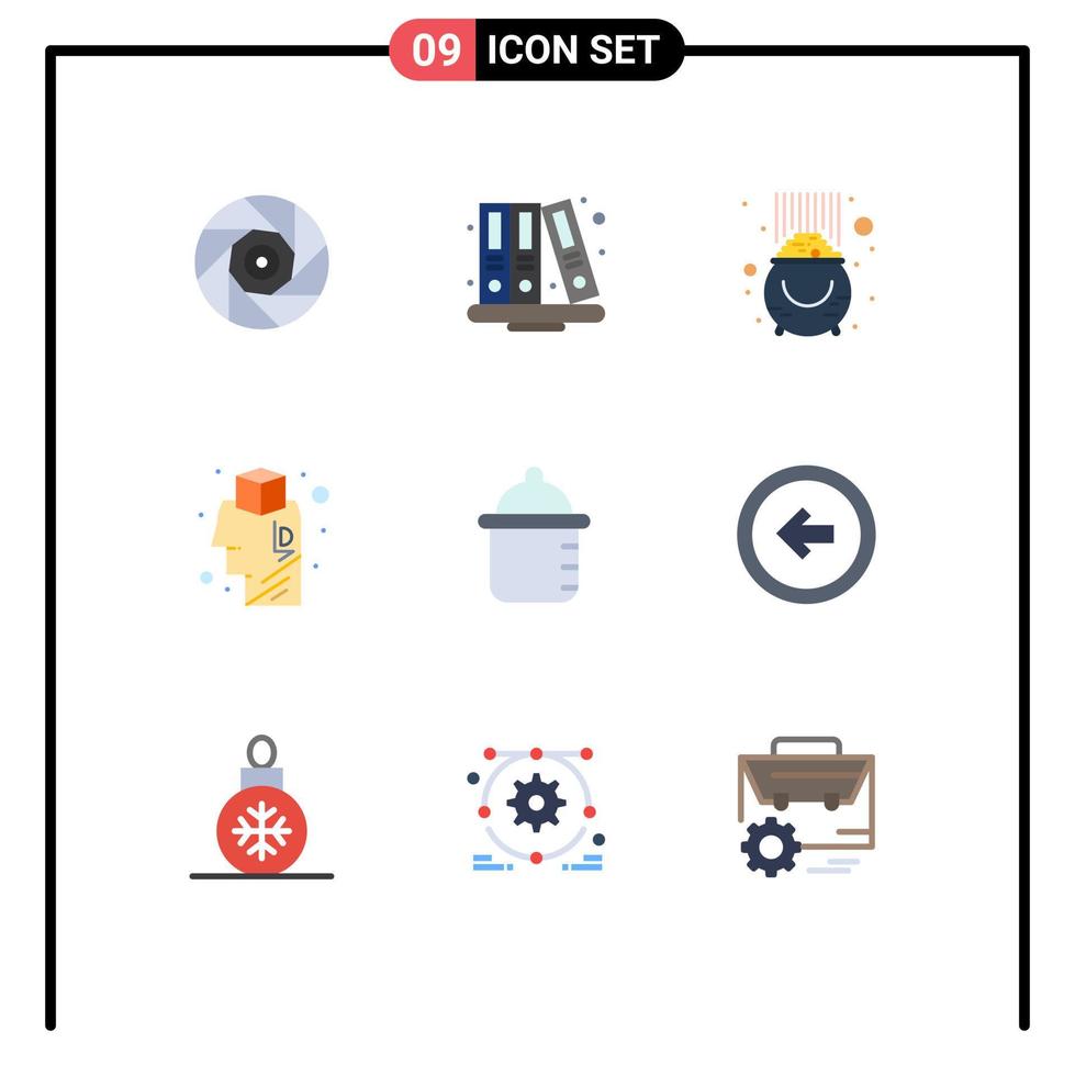 Universal Icon Symbols Group of 9 Modern Flat Colors of baby design fortune brainstorming pot Editable Vector Design Elements