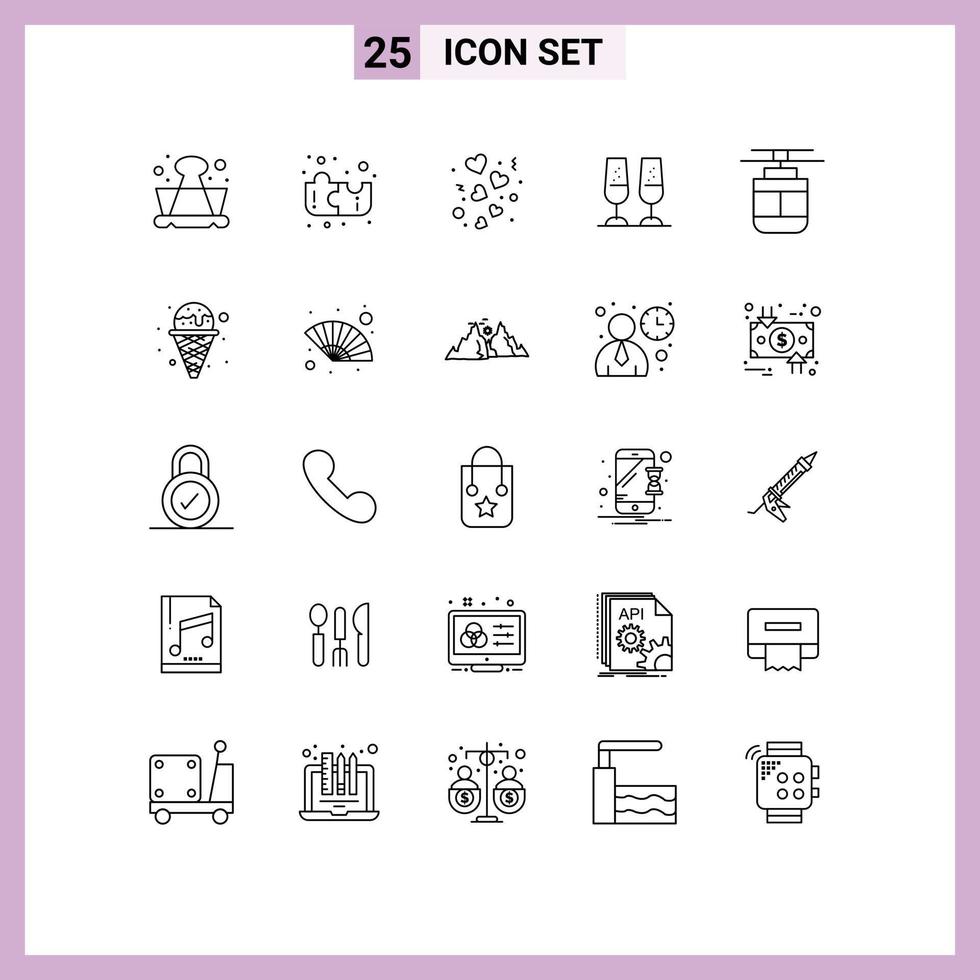 Line Pack of 25 Universal Symbols of outline toasting decoration cheers celebration Editable Vector Design Elements