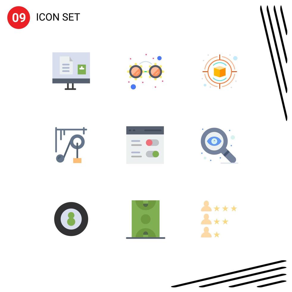 paquete de interfaz de usuario de 9 colores planos básicos de interfaz ciencia máquina campaña ciencia dispositivo elementos de diseño vectorial editables vector