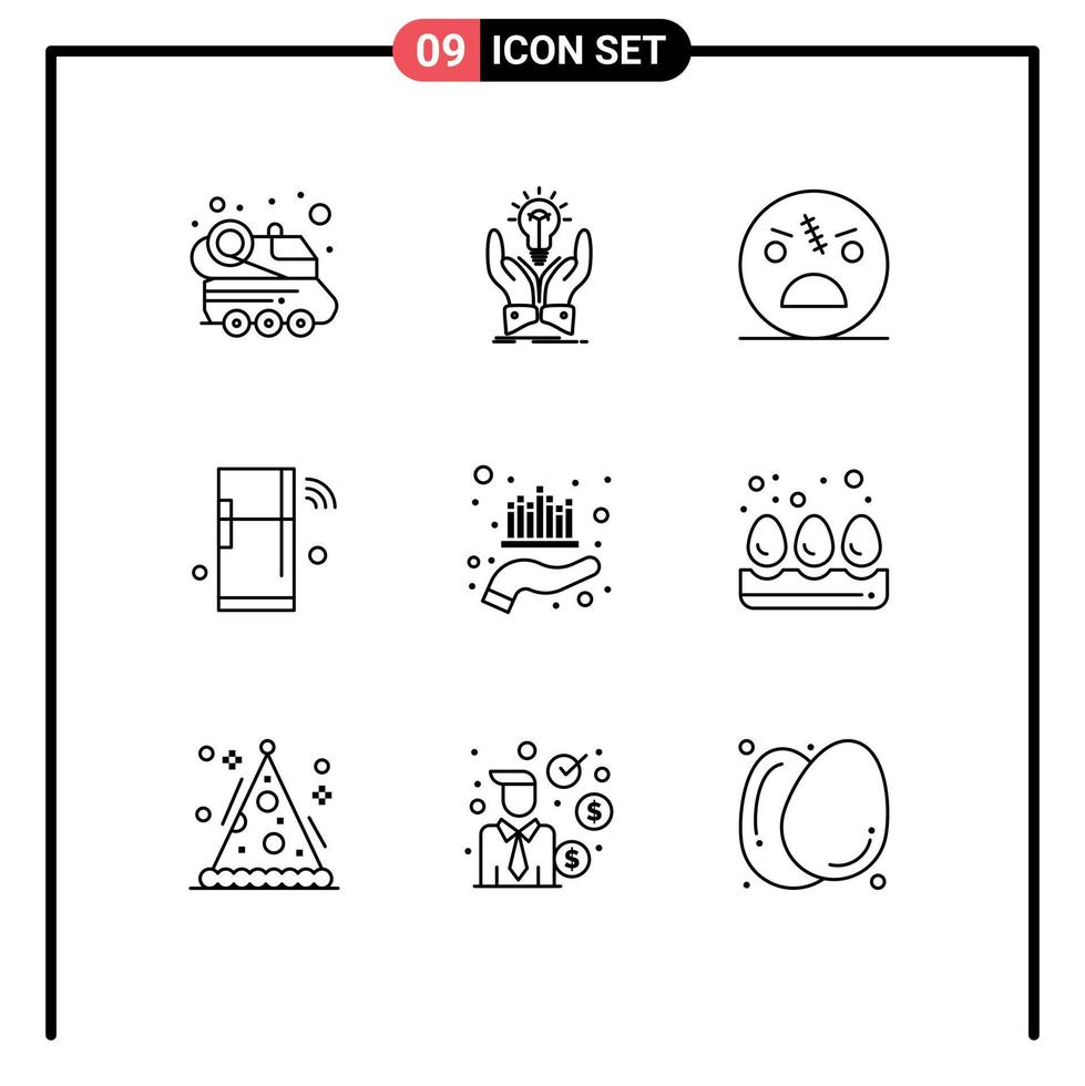 9 Universal Outlines Set for Web and Mobile Applications things iot hands internet spooky Editable Vector Design Elements