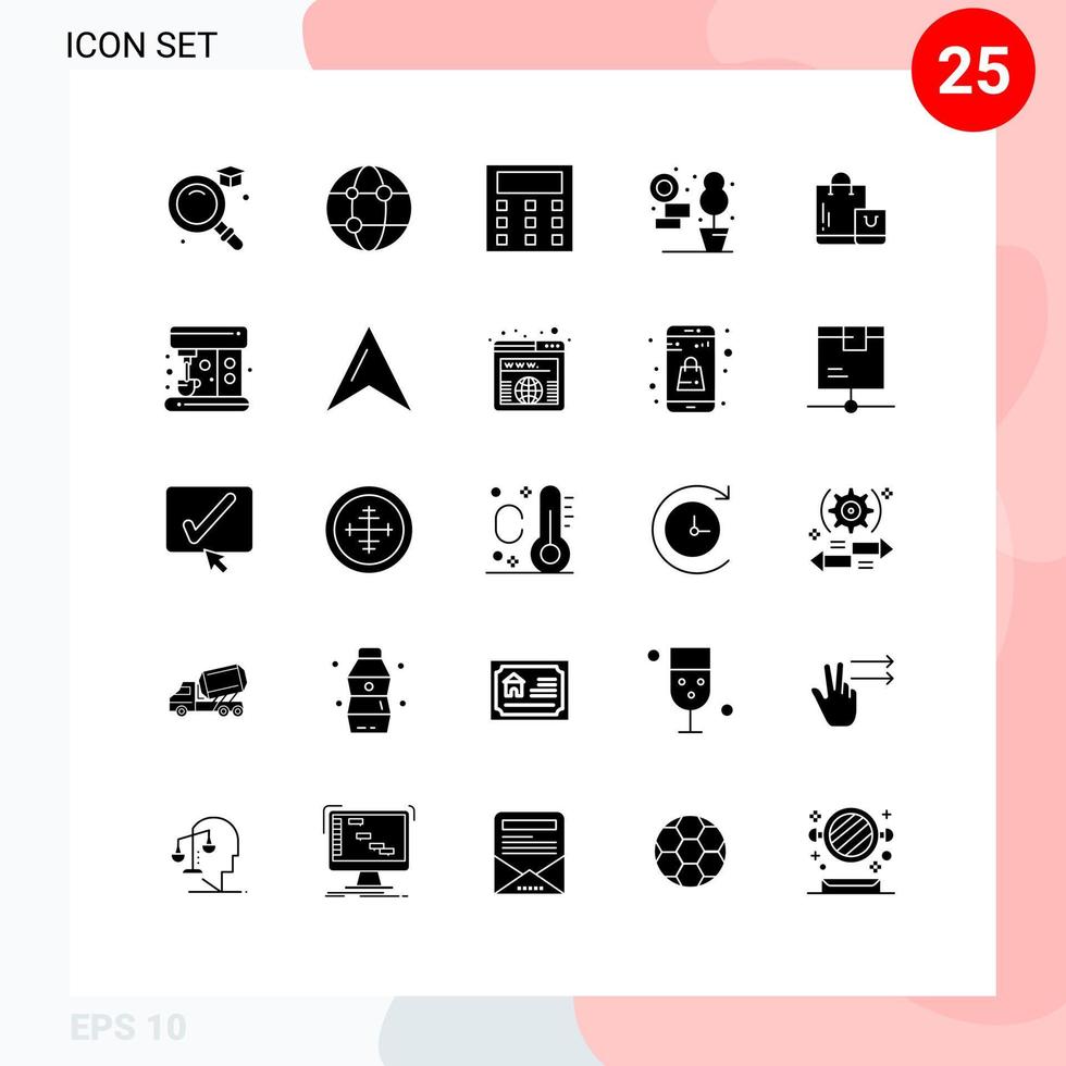 Universal Icon Symbols Group of 25 Modern Solid Glyphs of coffee market engineering ecommerce plant Editable Vector Design Elements