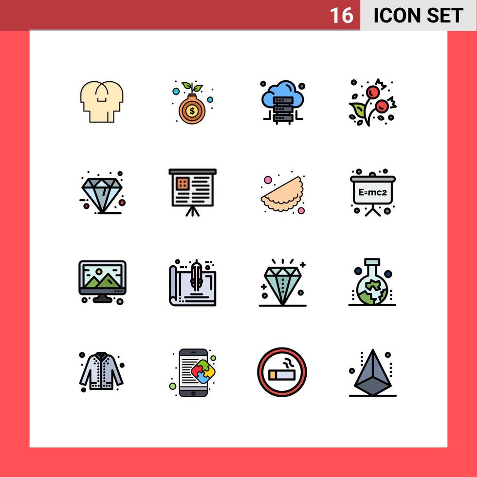 conjunto de 16 iconos modernos de la interfaz de usuario signos de símbolos para el viernes nube negra bayas frías elementos de diseño de vectores creativos editables