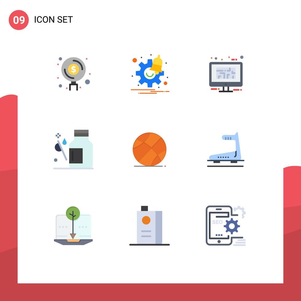 9 Thematic Vector Flat Colors and Editable Symbols of medical health time drops floor Editable Vector Design Elements