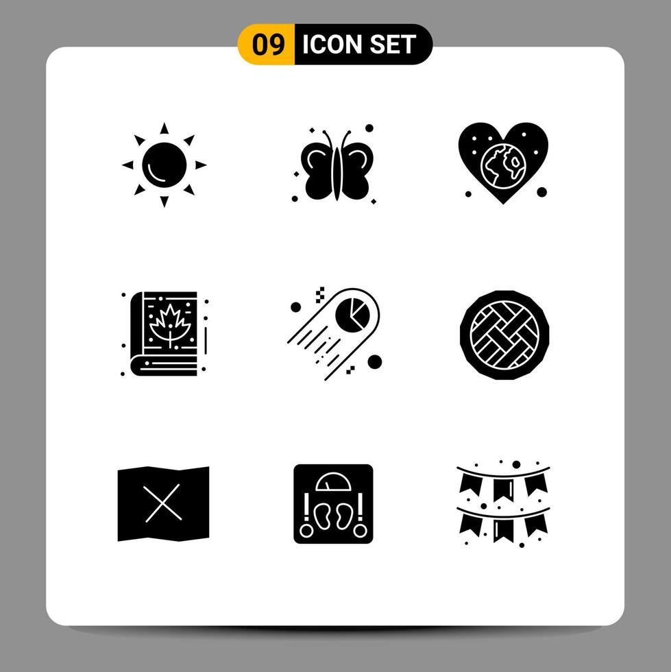 Pack of 9 creative Solid Glyphs of pie bible globe thanksgiving autumn Editable Vector Design Elements