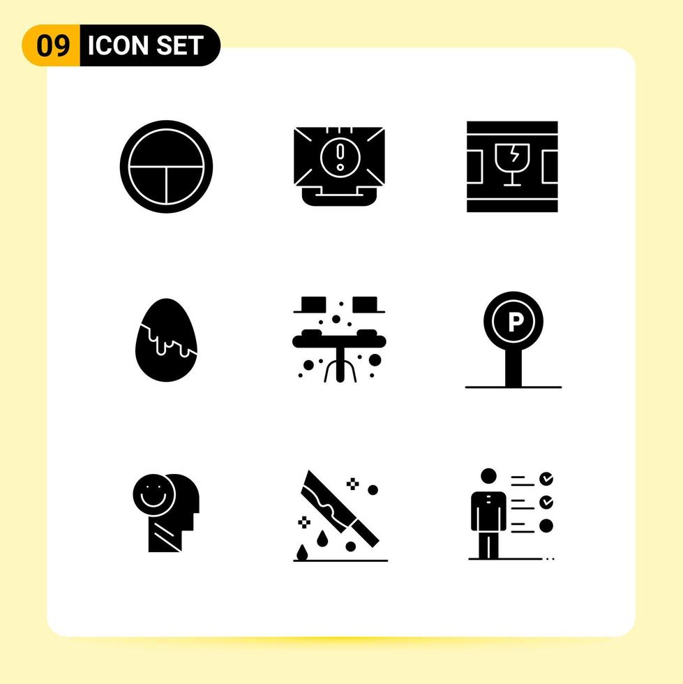 Pictogram Set of 9 Simple Solid Glyphs of desk easter egg mail easter shapes Editable Vector Design Elements