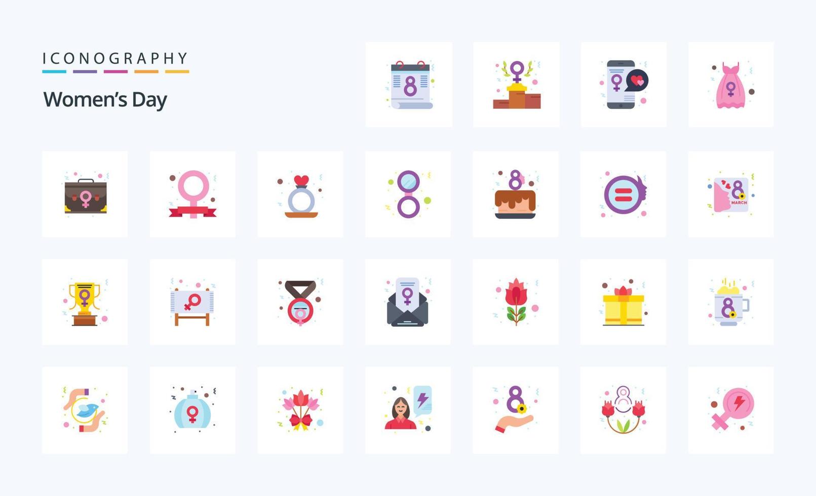 25 Womens Day Flat color icon pack vector