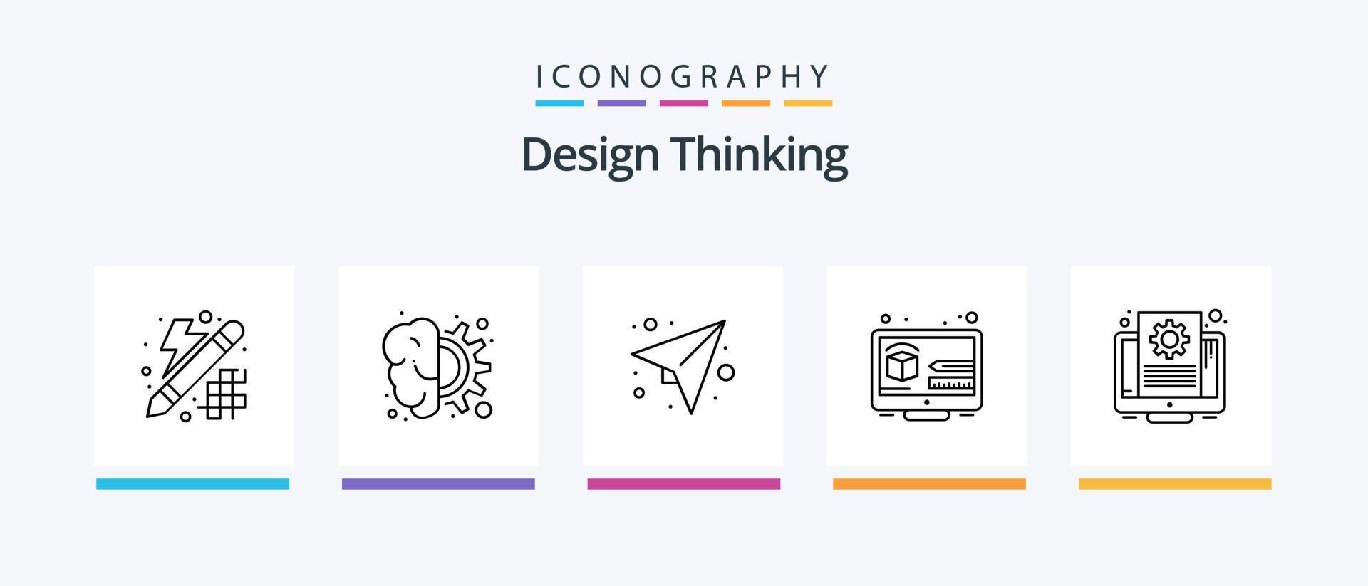 Design Thinking Line 5 Icon Pack Including thinking. design. image. creativity. thinking. Creative Icons Design vector