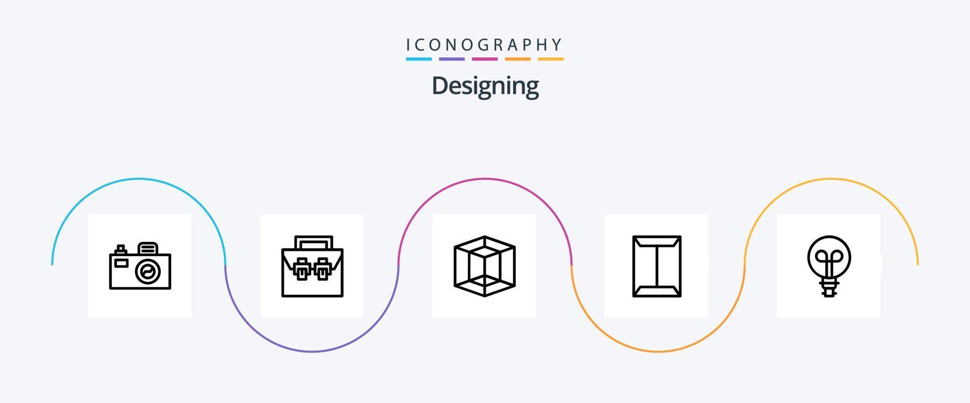 Designing Line 5 Icon Pack Including light. box. design. closet. rack vector