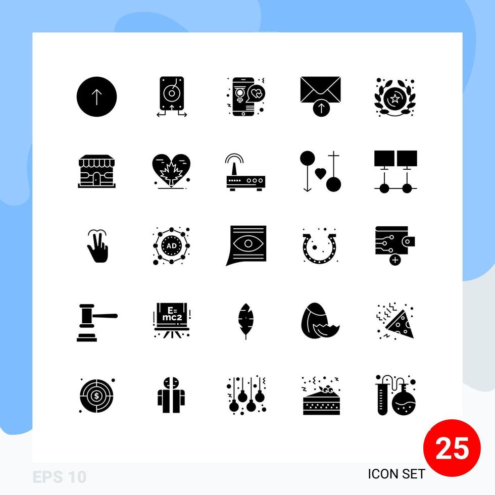 25 Creative Icons Modern Signs and Symbols of receive mail server mobile love Editable Vector Design Elements