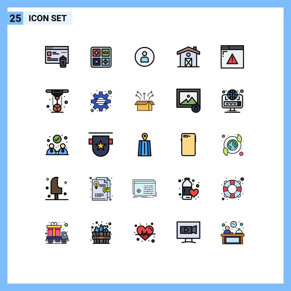 Group of 25 Filled line Flat Colors Signs and Symbols for web internet man canada home Editable Vector Design Elements