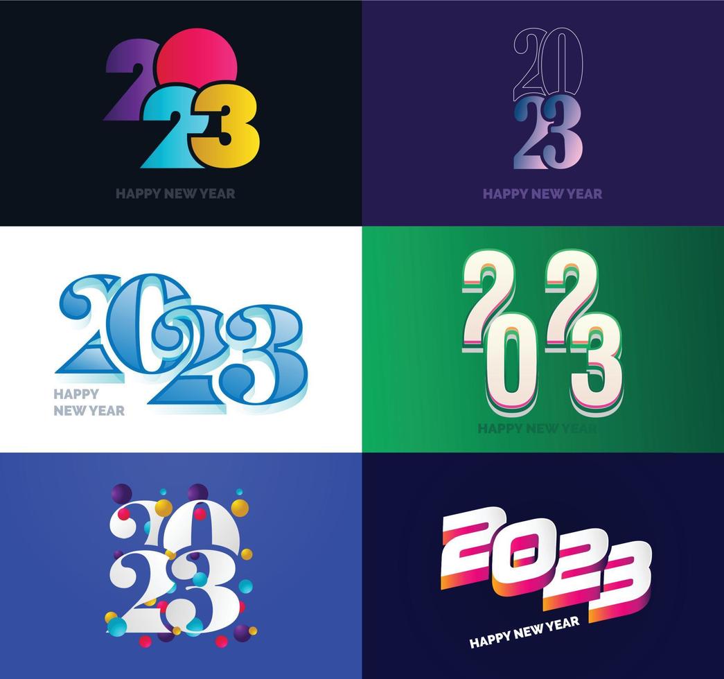 Big Set of 2023 Happy New Year logo text design 2023 number design template vector