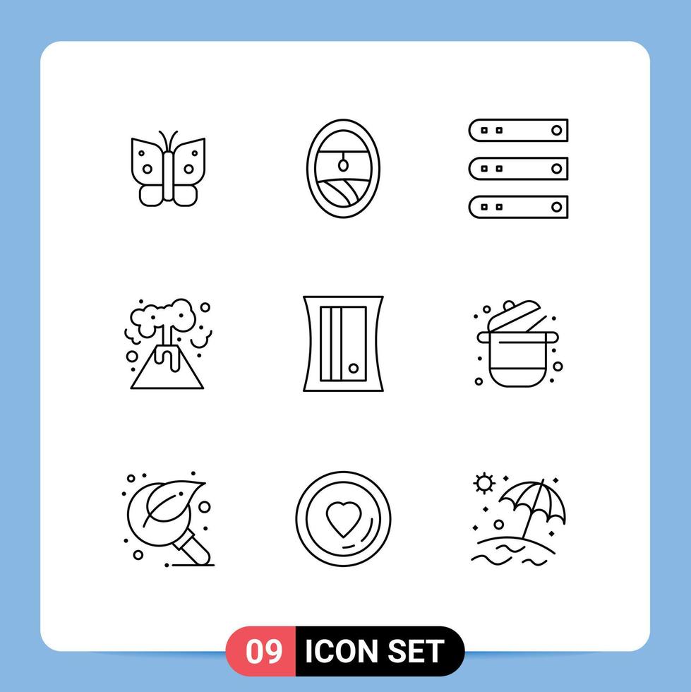 Modern Set of 9 Outlines Pictograph of tool education files pollution energy Editable Vector Design Elements