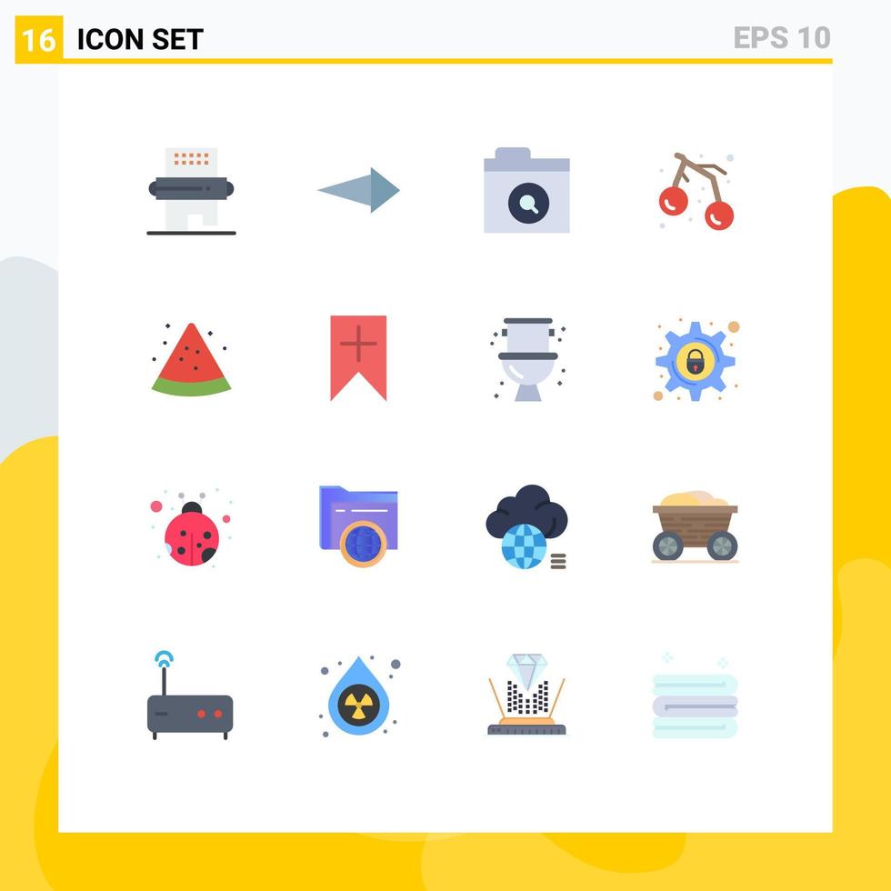 16 Creative Icons Modern Signs and Symbols of watermelon fruit search cherry summer Editable Pack of Creative Vector Design Elements