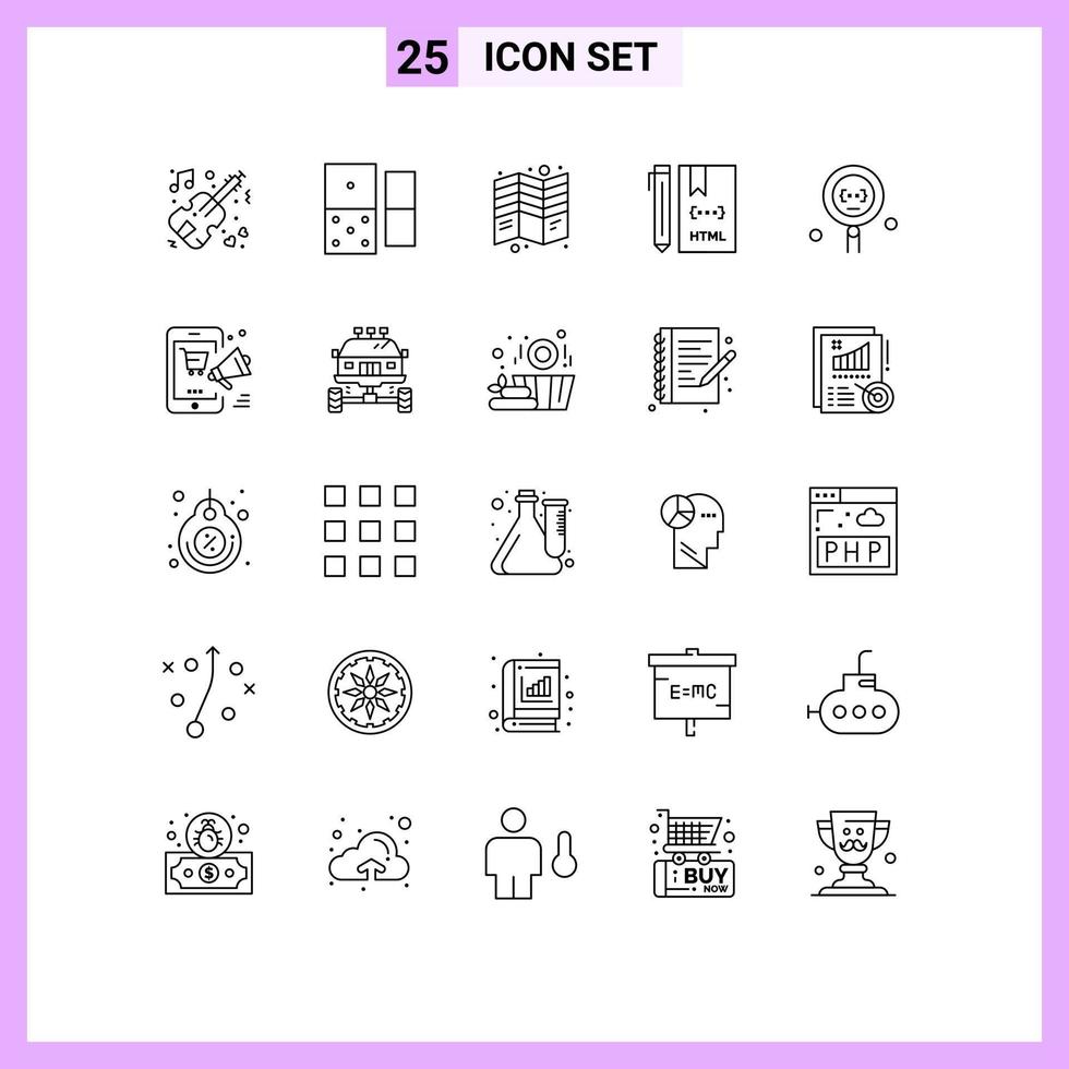 25 iconos creativos signos y símbolos modernos de desarrollo de codificación volante desarrollar elementos de diseño de vector editables de código