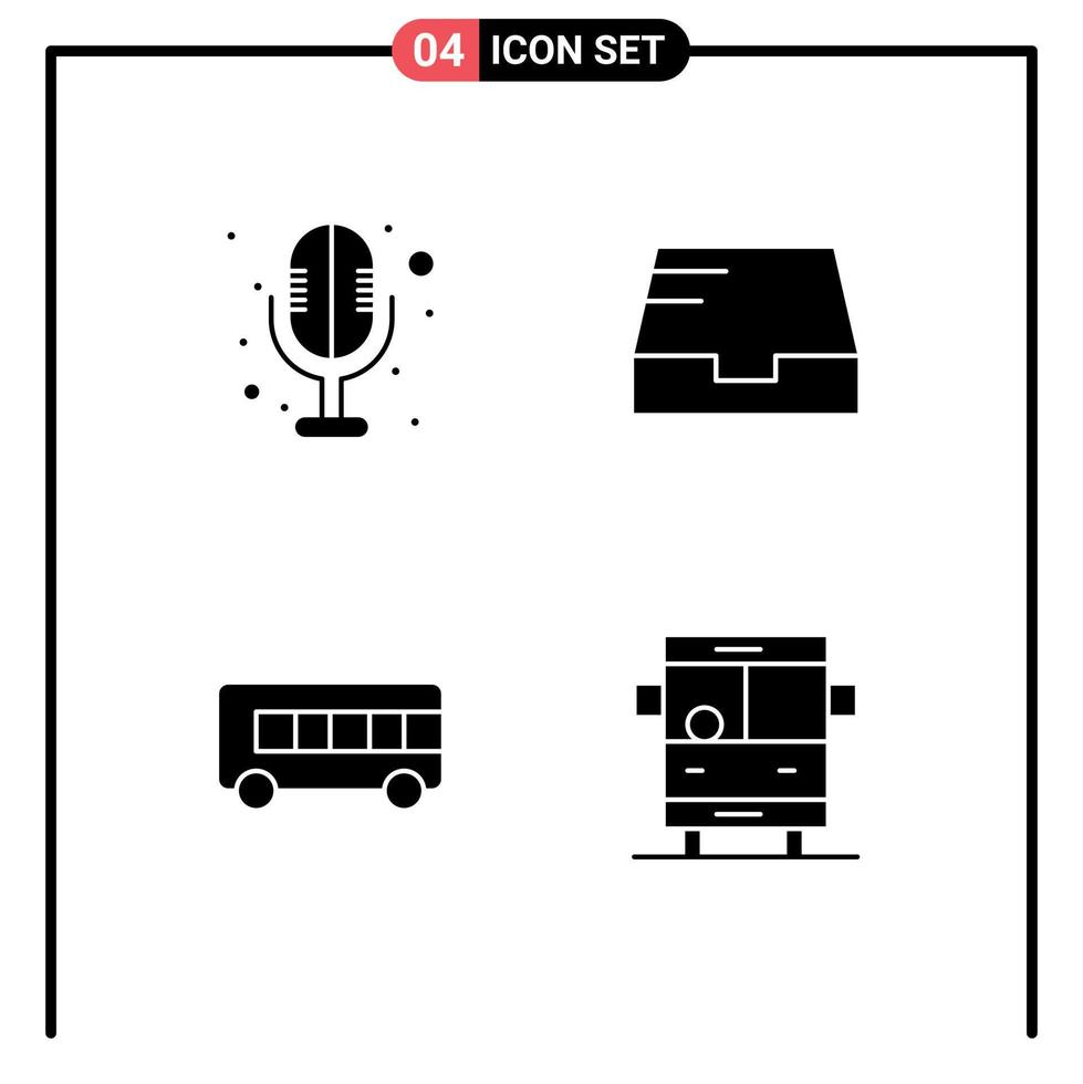 conjunto de 4 iconos de interfaz de usuario modernos signos de símbolos para elementos de diseño de vector editables de escuela de autobús de bandeja de entrada de autobús electrónico
