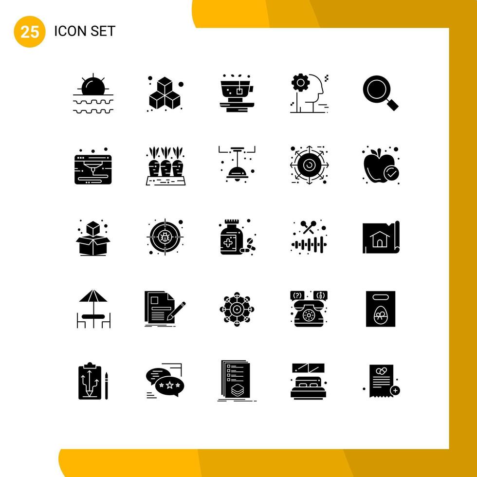 Stock Vector Icon Pack of 25 Line Signs and Symbols for search magnifier nature general gear Editable Vector Design Elements