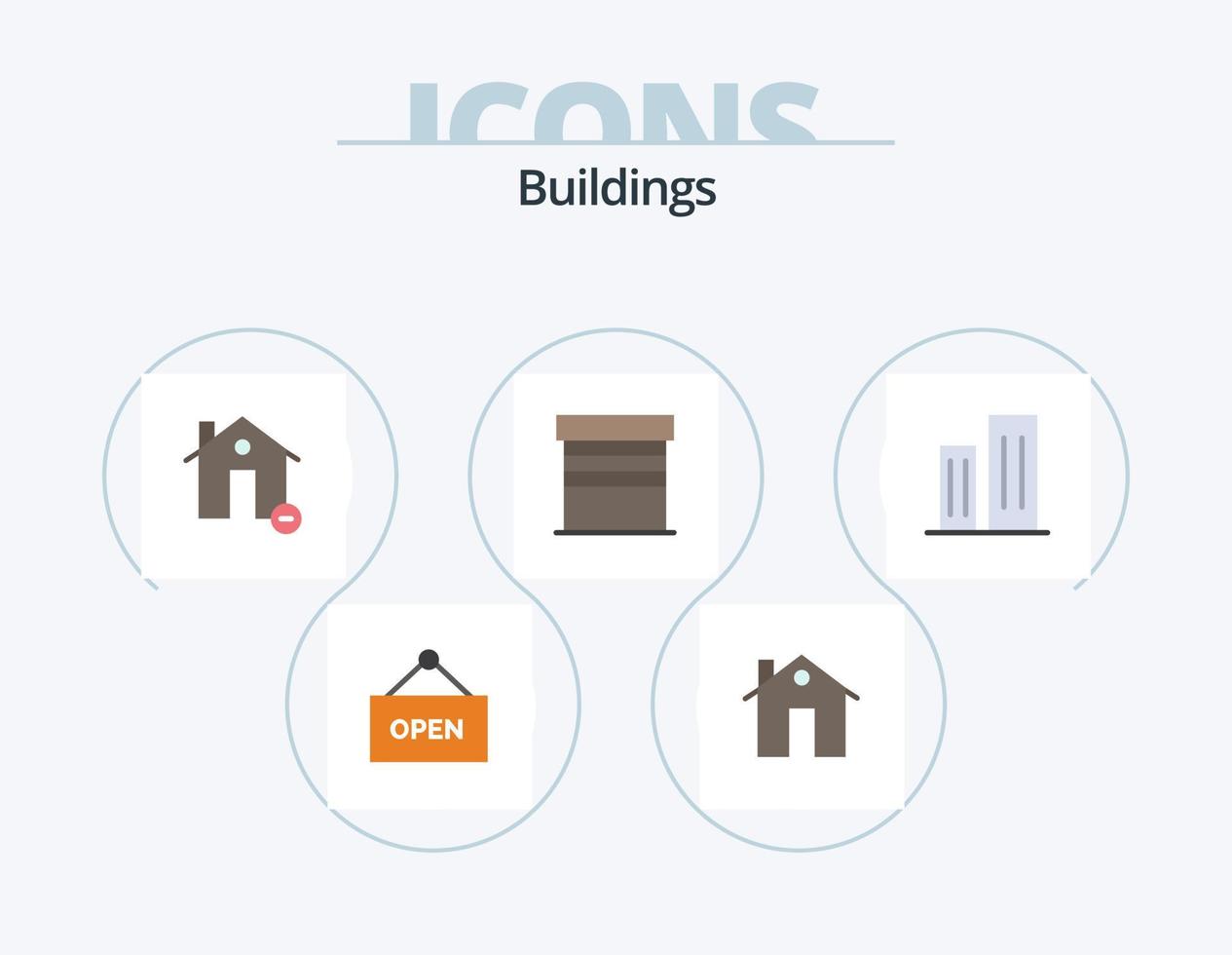 Buildings Flat Icon Pack 5 Icon Design. architecture. garage. buildings. buildings. minus vector