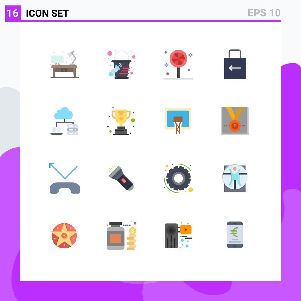 16 Universal Flat Colors Set for Web and Mobile Applications achievement network halloween cloud lock pad Editable Pack of Creative Vector Design Elements