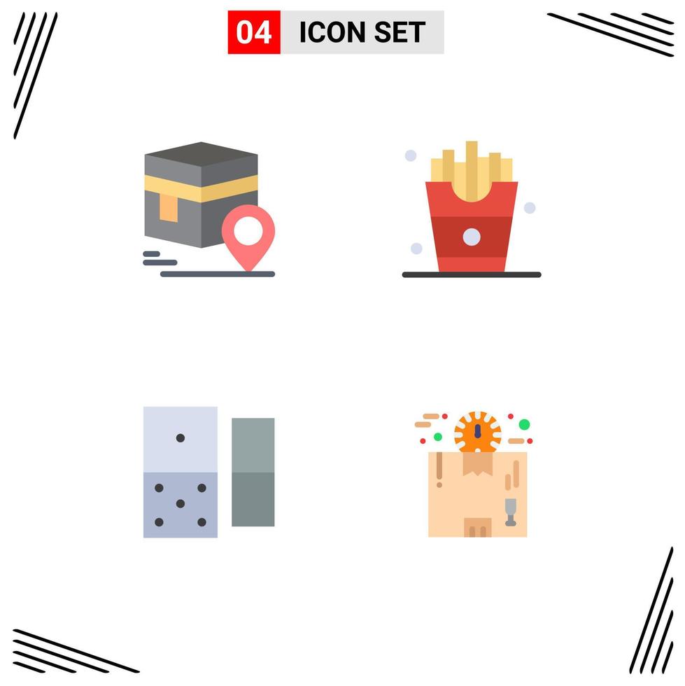 4 Universal Flat Icon Signs Symbols of khana casino map eat dominoes Editable Vector Design Elements