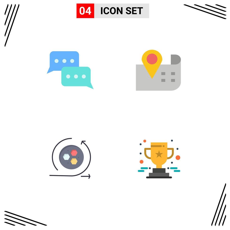 Modern Set of 4 Flat Icons and symbols such as bubble api message navigation scince Editable Vector Design Elements