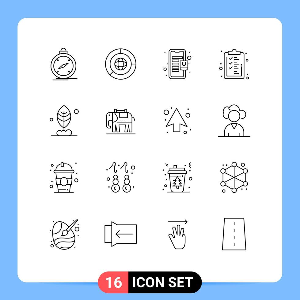 Stock Vector Icon Pack of 16 Line Signs and Symbols for leaf clipboard marketing checklist online store Editable Vector Design Elements